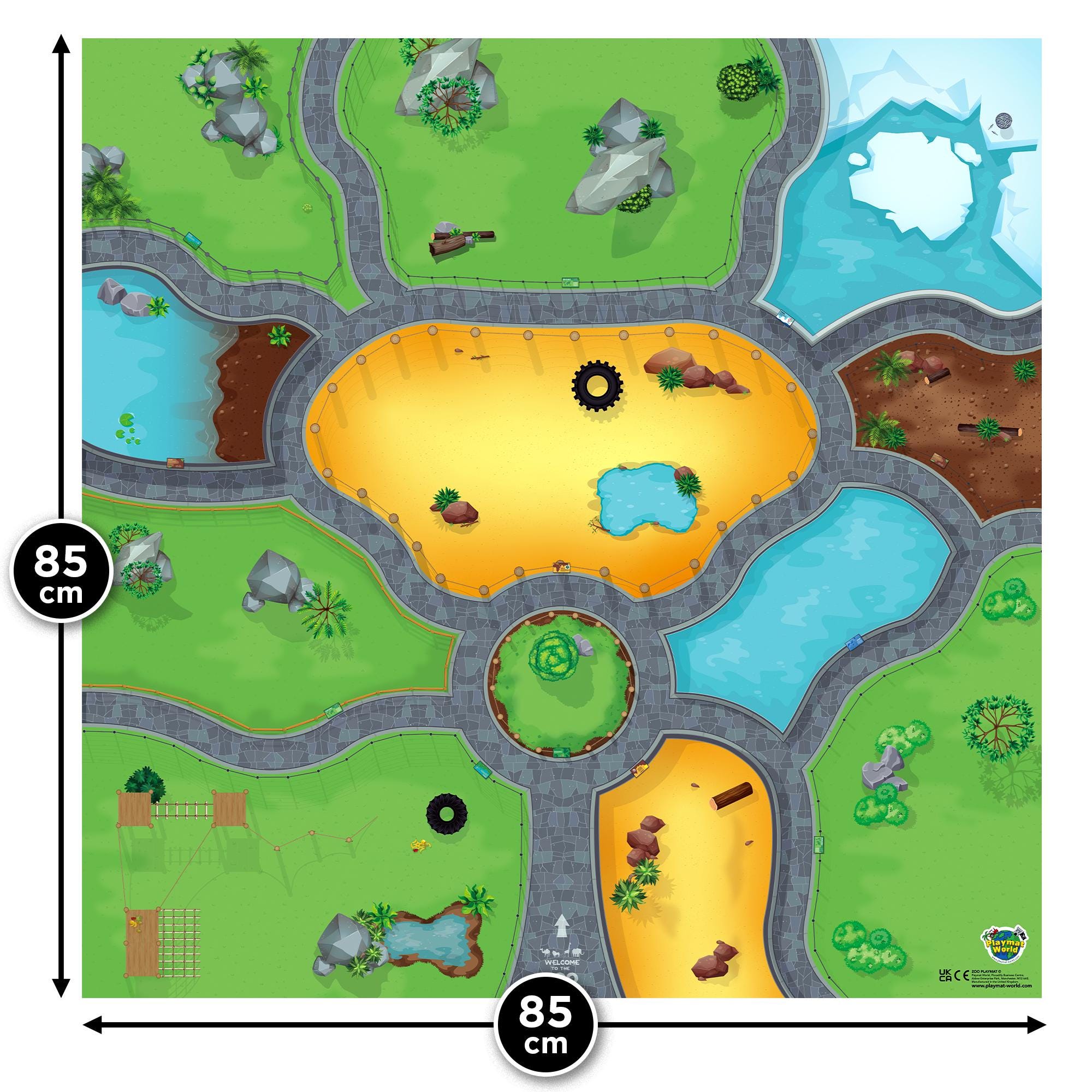 Zoo Playmat for Kids – Large Animal Play Mat for Toddlers & Children, Floor Play rug Compatible with Toy Animals, 85 x 85cm