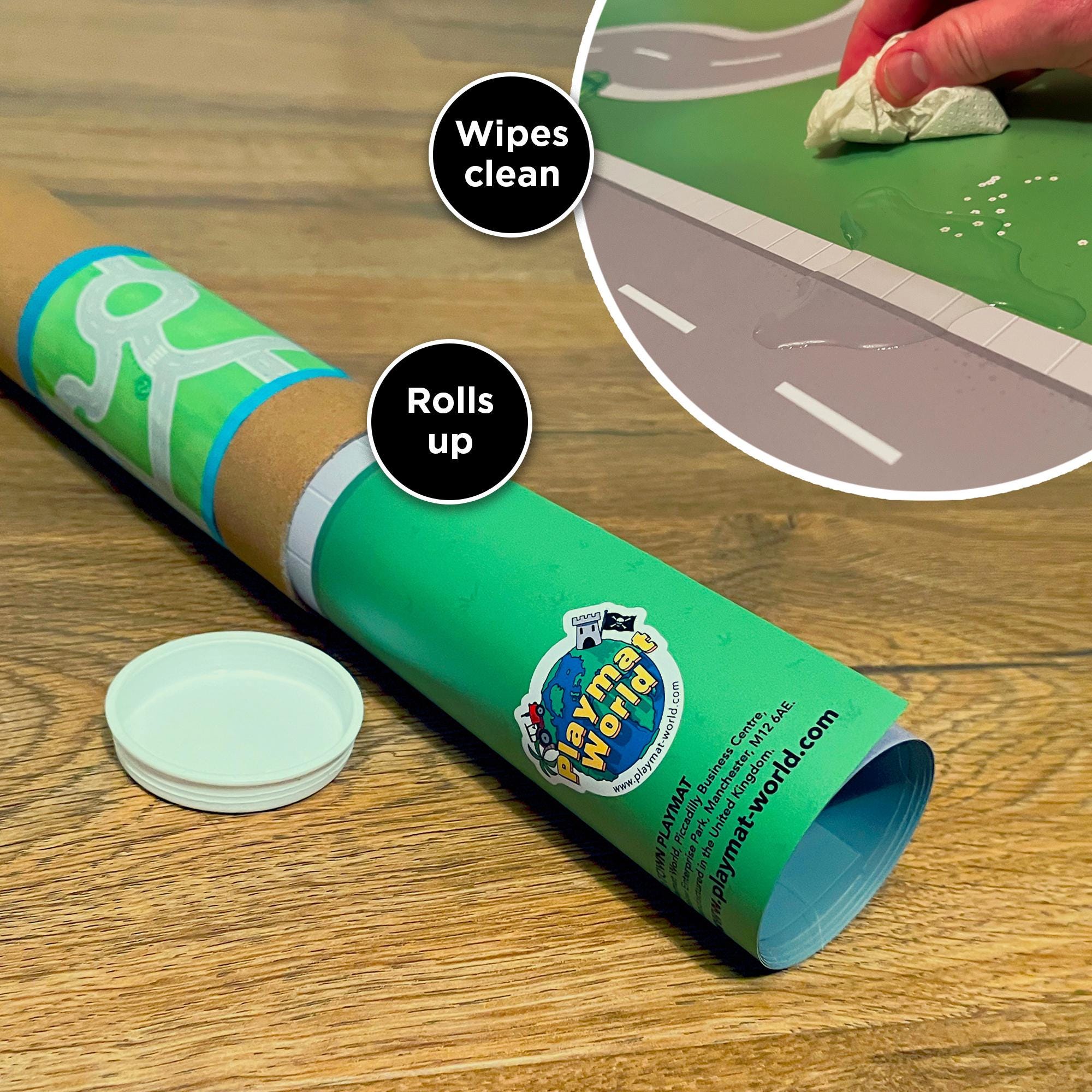 Roads Playmat for Toy Cars and buildings 85x85cm Road Town play Mat with Roundabout & Junctions combine with more for larger play area