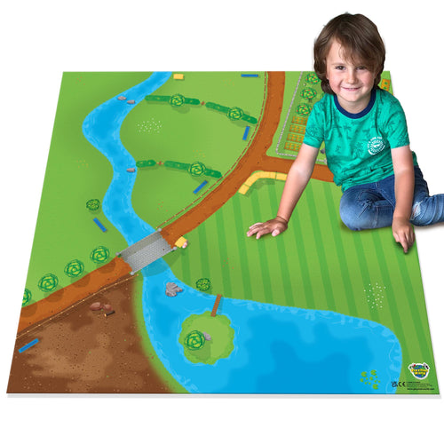 Farm Playmat for Kids – Large Farm Animal Play Mat for Toddlers & Children, Floor Play Mat Compatible with Toy Animals, 85 x 85cm
