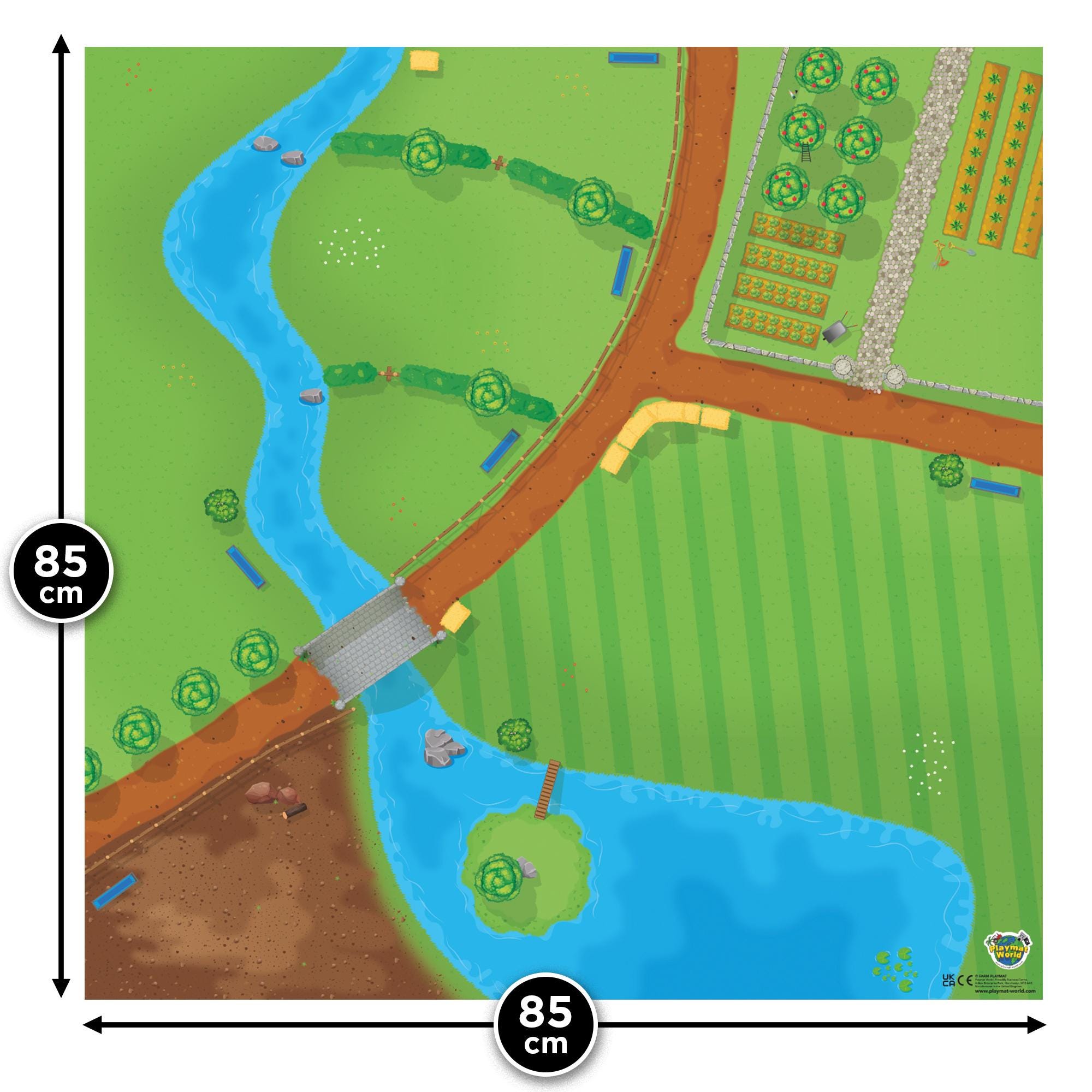 Farm Playmat for Kids – Large Farm Animal Play Mat for Toddlers & Children, Floor Play Mat Compatible with Toy Animals, 85 x 85cm