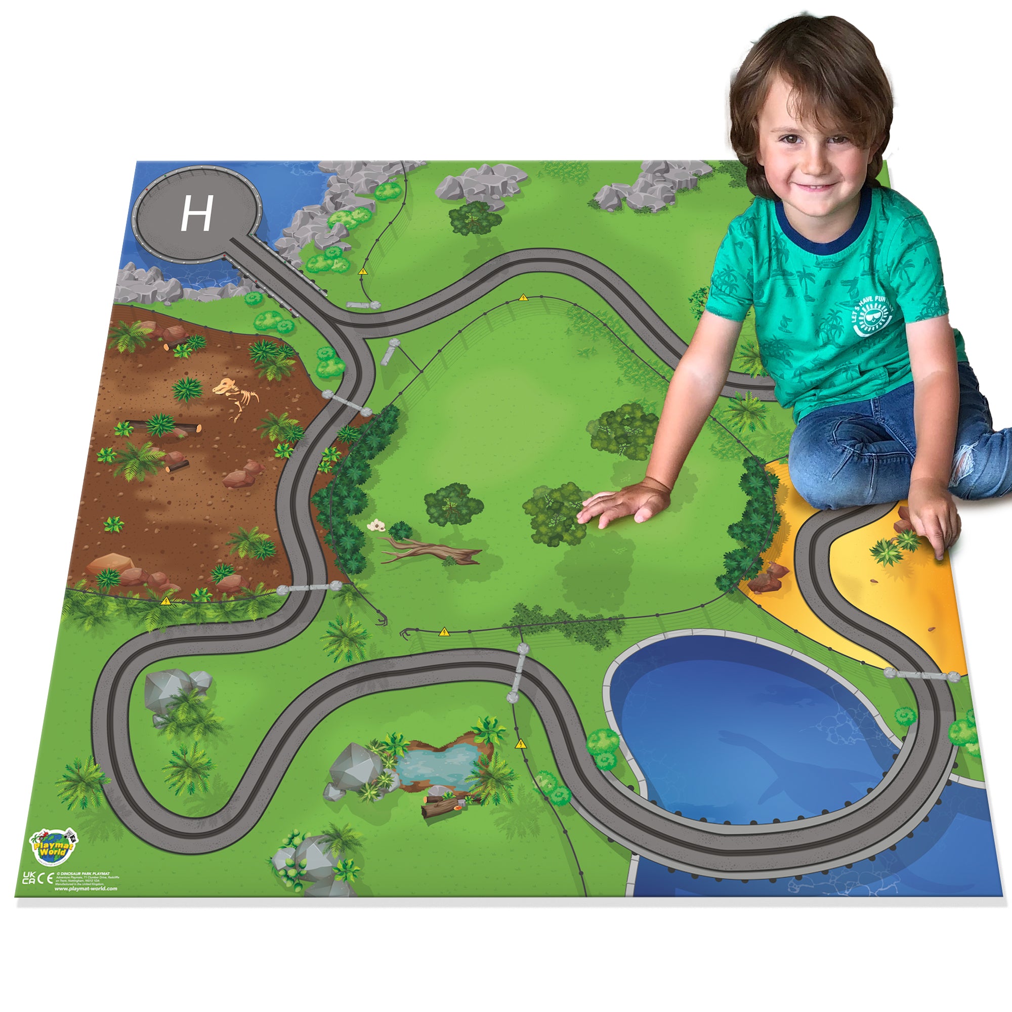 Dinosaur Island Playmat – Jurassic Park Themed Toddler Floor Mat (85 x 85cm)