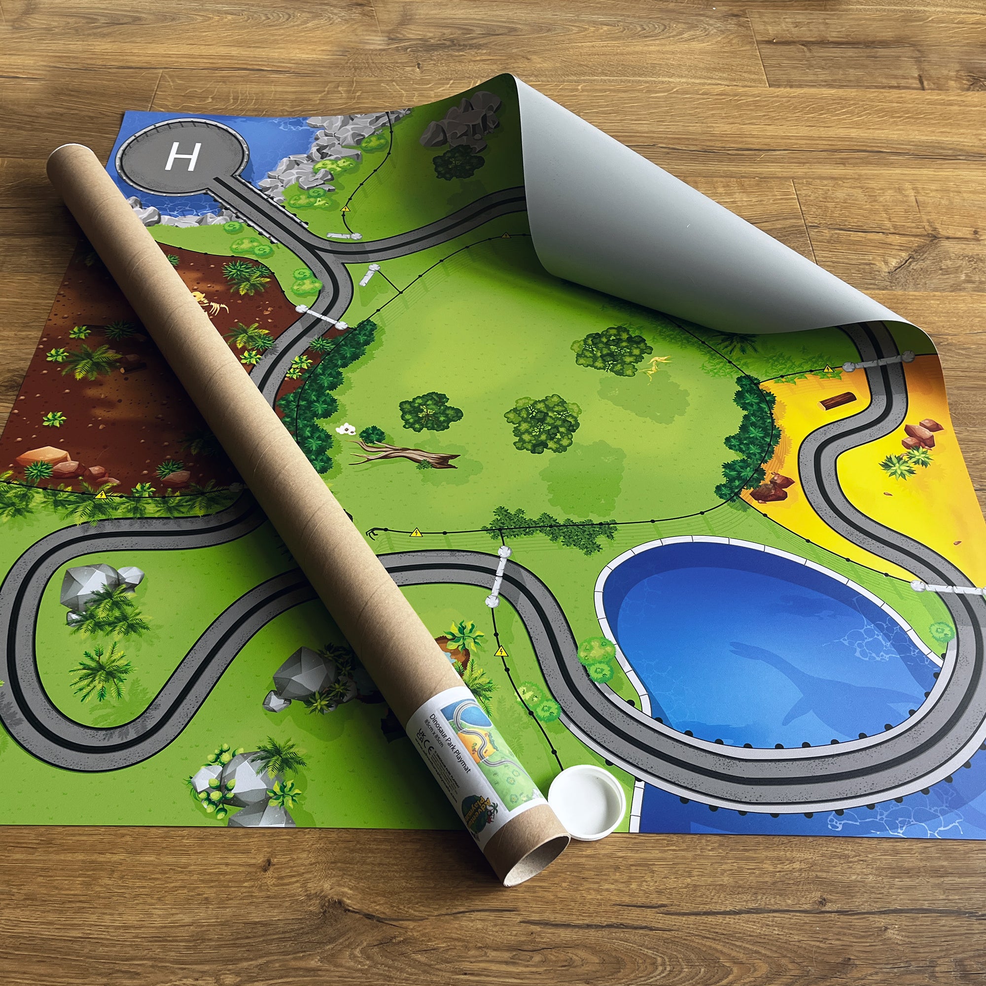 Dinosaur Island Playmat – Jurassic Park Themed Toddler Floor Mat (85 x 85cm)