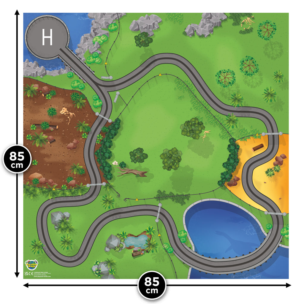 Dinosaur Island Playmat – Jurassic Park Themed Toddler Floor Mat (85 x 85cm)