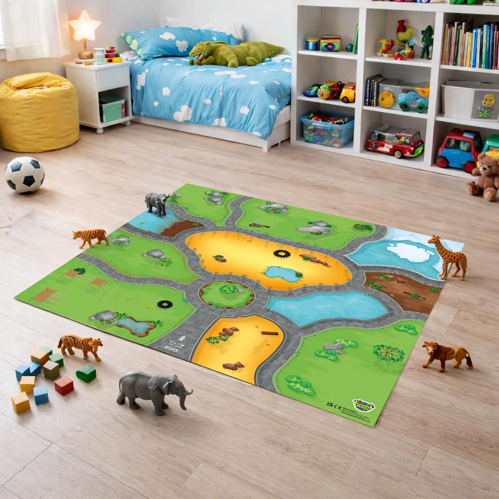 Zoo Playmat for Kids – Large Animal Play Mat for Toddlers & Children, Floor Play rug Compatible with Toy Animals, 85 x 85cm