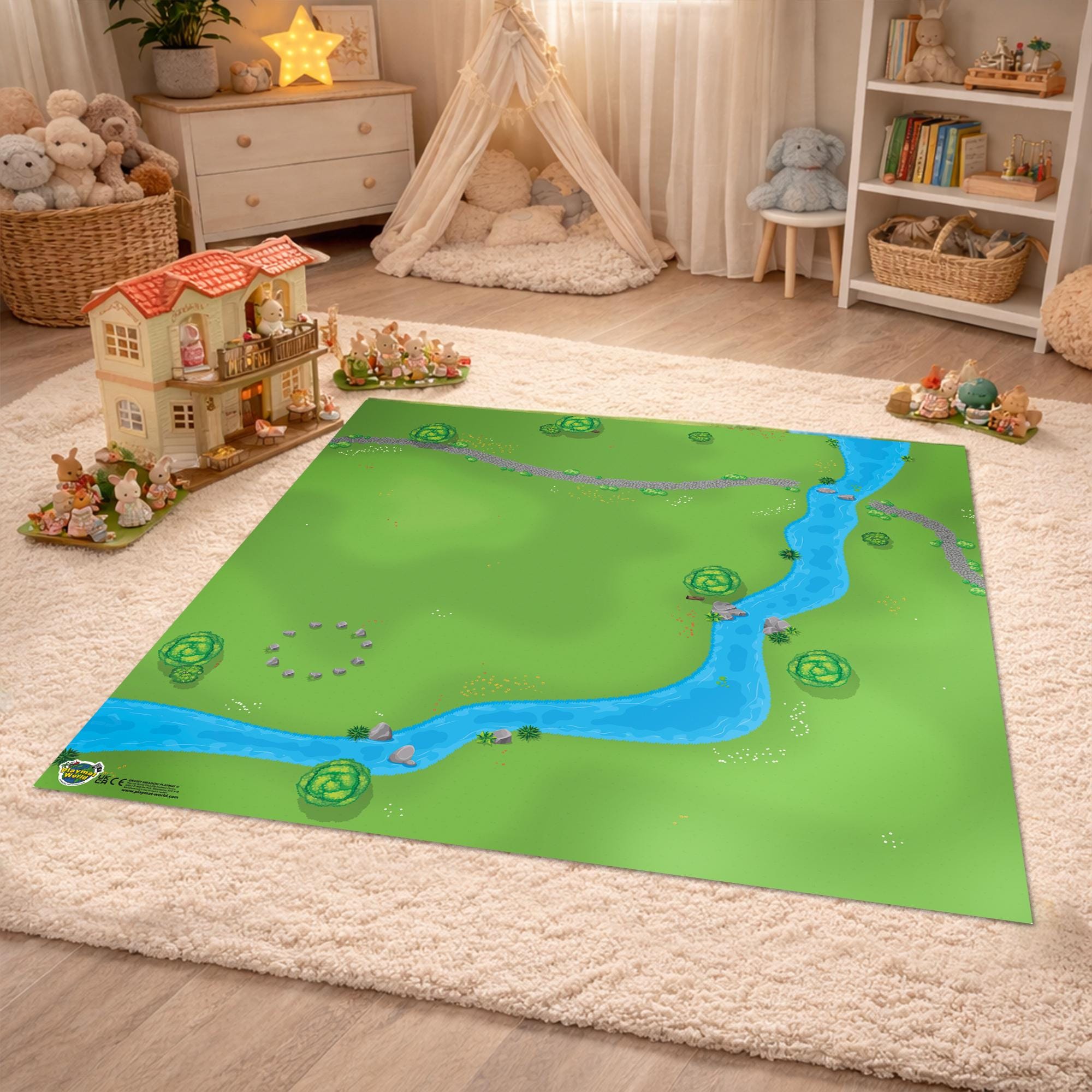 Woodland grass Playmat for Kids. Large  Playmat for Toddlers & Children. Floor Play mat Compatible with popular Animals toys. 85x85cm