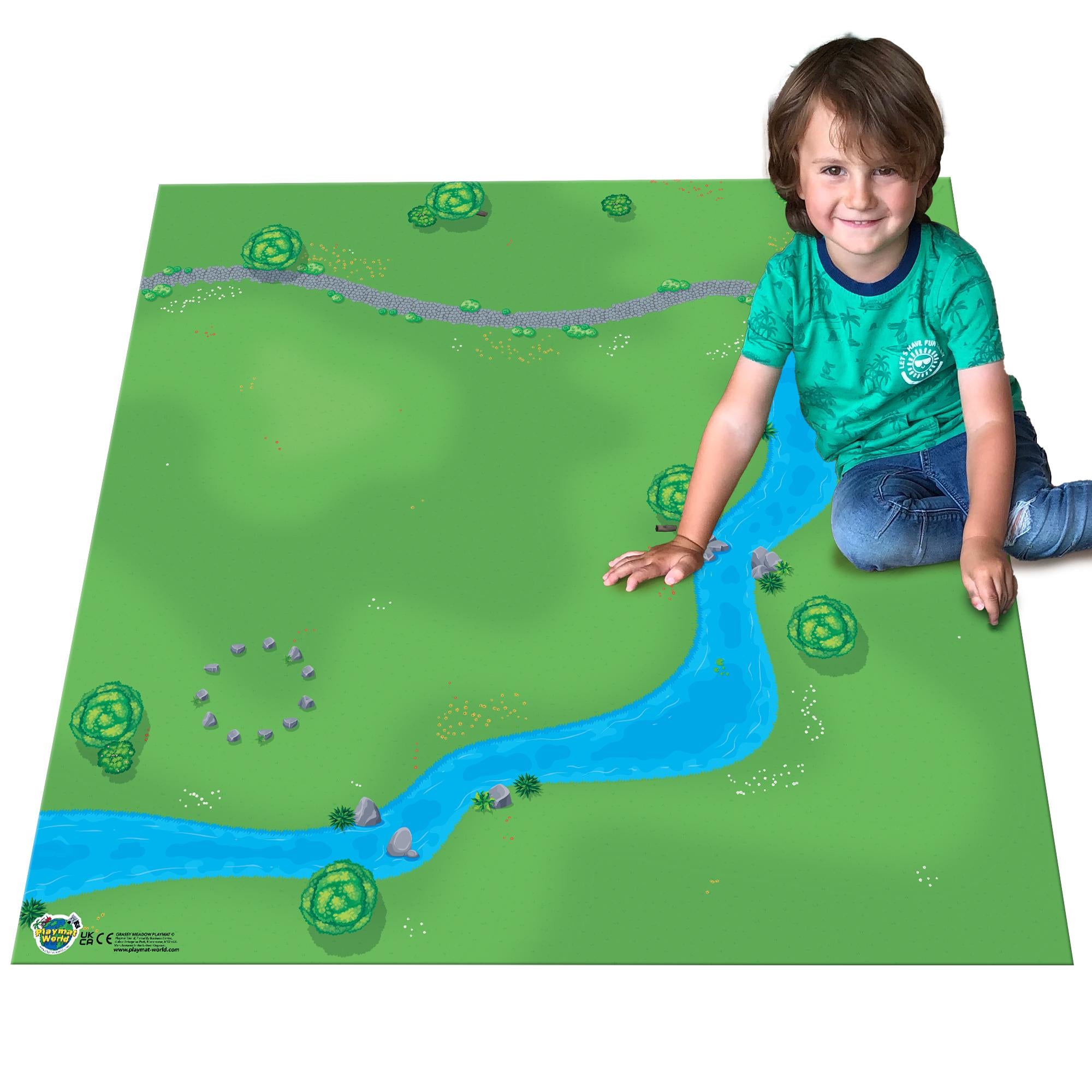 Woodland grass Playmat for Kids. Large  Playmat for Toddlers & Children. Floor Play mat Compatible with popular Animals toys. 85x85cm