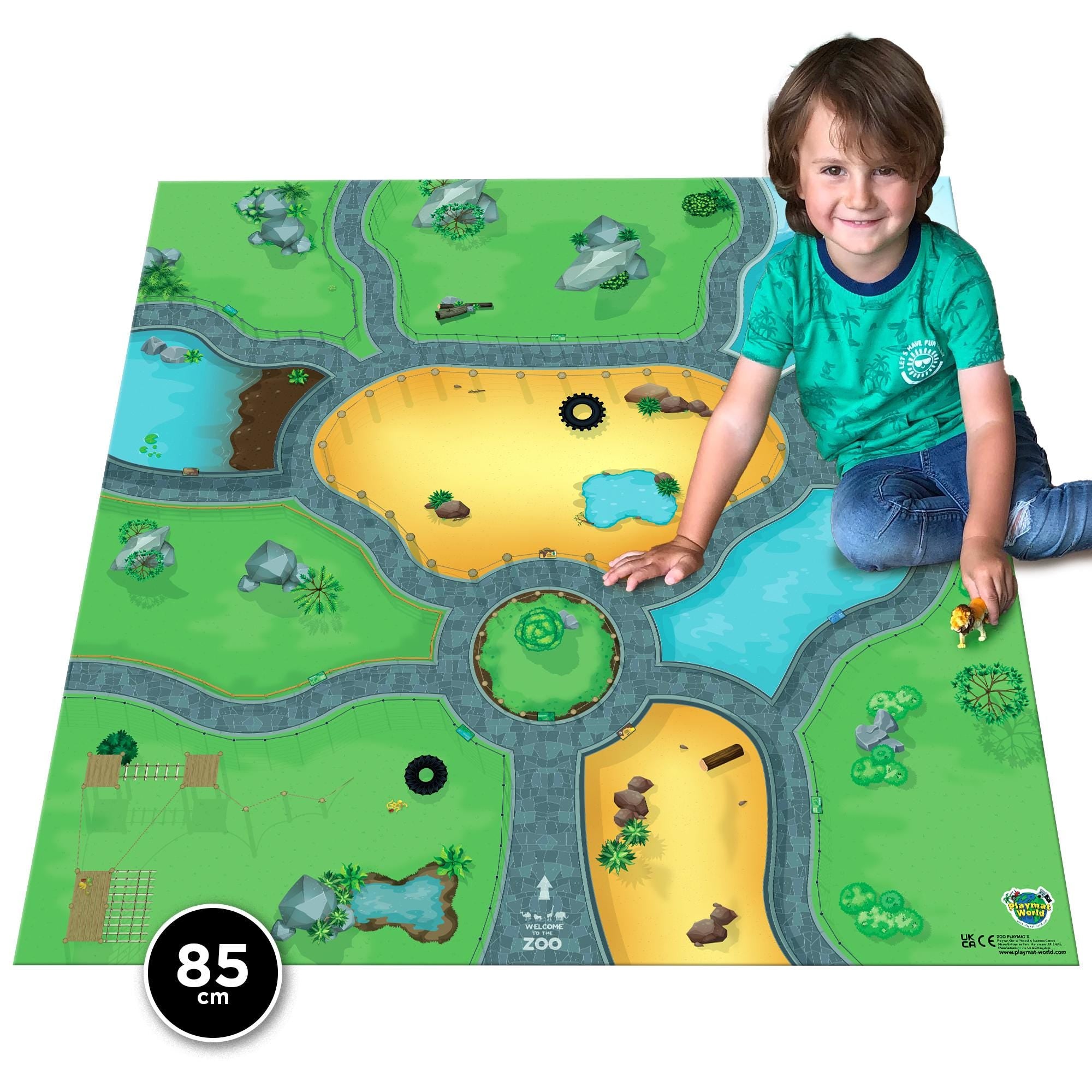 Zoo Playmat for Kids – Large Animal Play Mat for Toddlers & Children, Floor Play rug Compatible with Toy Animals, 85 x 85cm