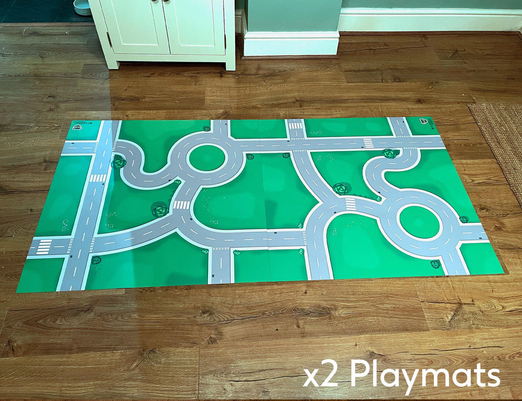 Roads Playmat for Toy Cars and buildings 85x85cm Road Town play Mat with Roundabout & Junctions combine with more for larger play area